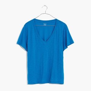 BLUE Madewell Whisper Cotton V-Neck Tee